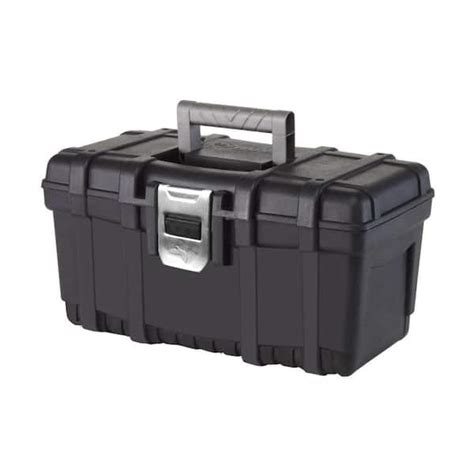 Husky 16 in. Plastic Portable Tool Box with Metal Latches in Black